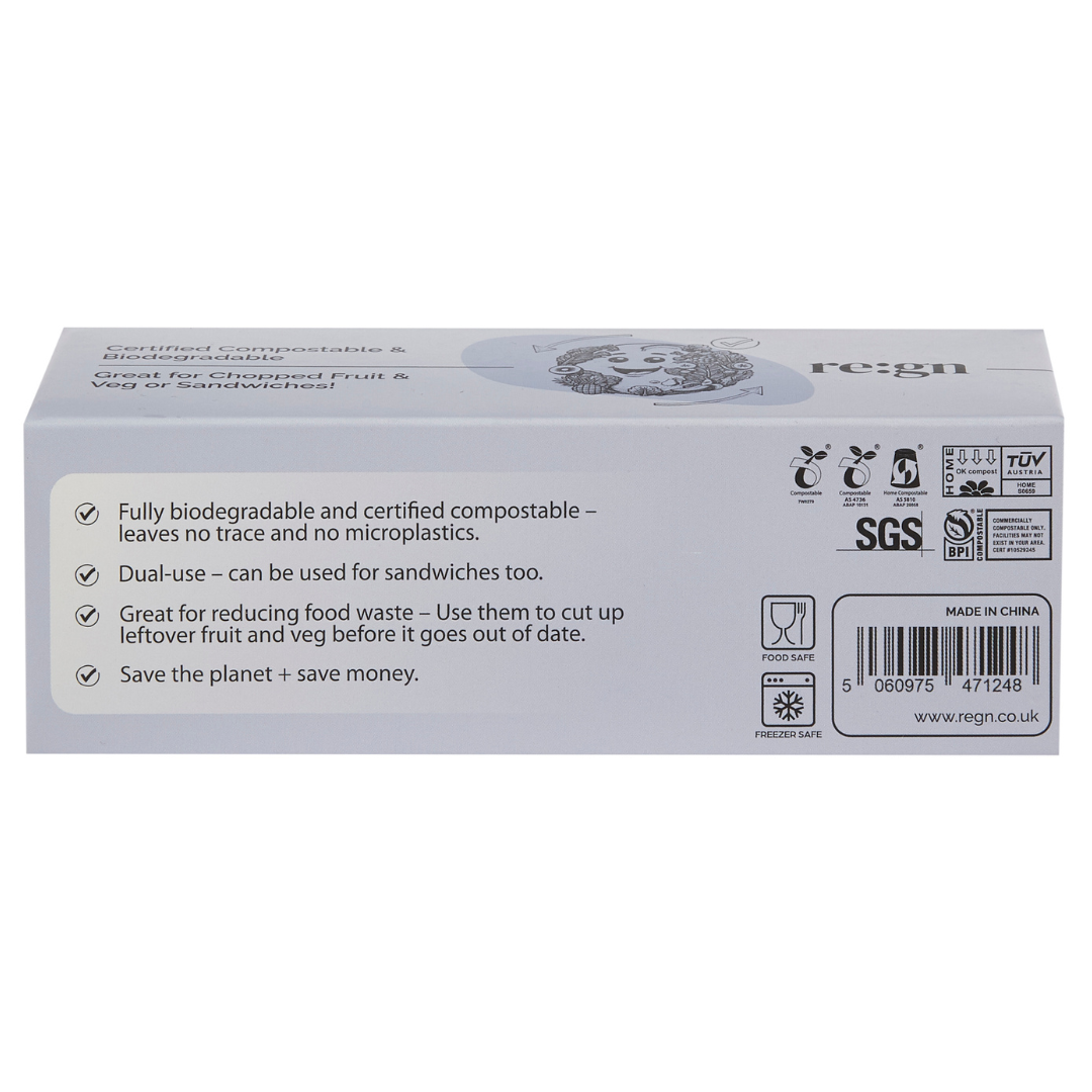 Compostable & Biodegradable 6L Food and Freezer Bags – 25 Bags per Roll, Leakproof, Plant-Based Storage