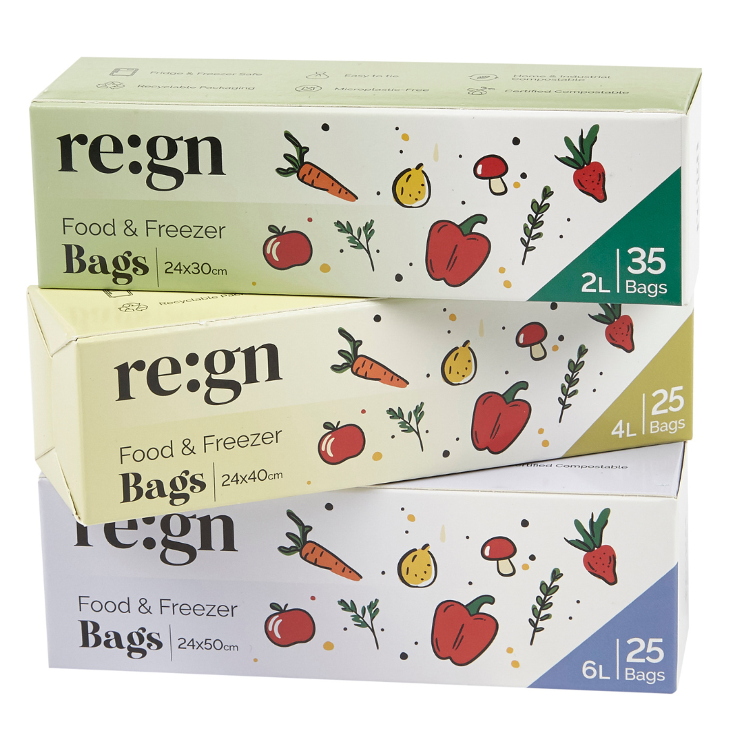 Compostable & Biodegradable 2L Food and Freezer Bags – 35 Bags per Roll, Leakproof, Plant-Based Storage