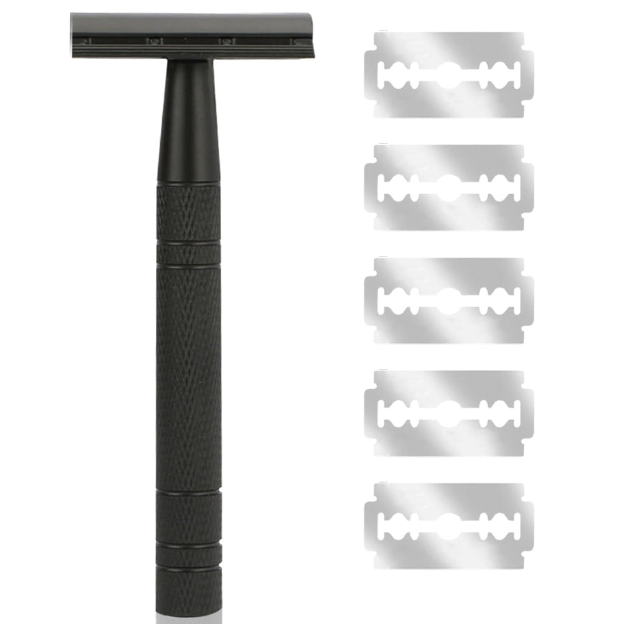 Black Reusable Safety Razor With 5 Blades