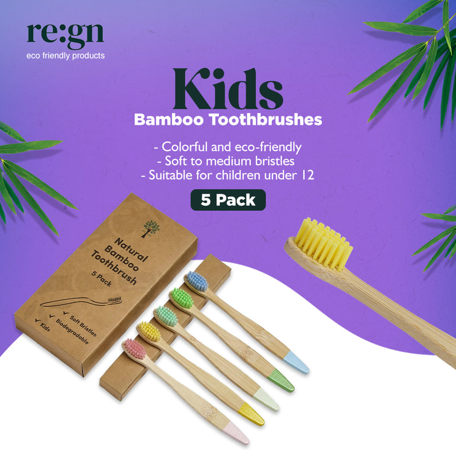 Bamboo Toothbrushes 5 Pack - Kids