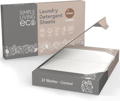 Case of 10 – Simple Living Eco Laundry Detergent Sheets – 32 Washes Per Pack – UK Made