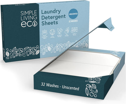 Case of 10 – Simple Living Eco Laundry Detergent Sheets – 32 Washes Per Pack – UK Made