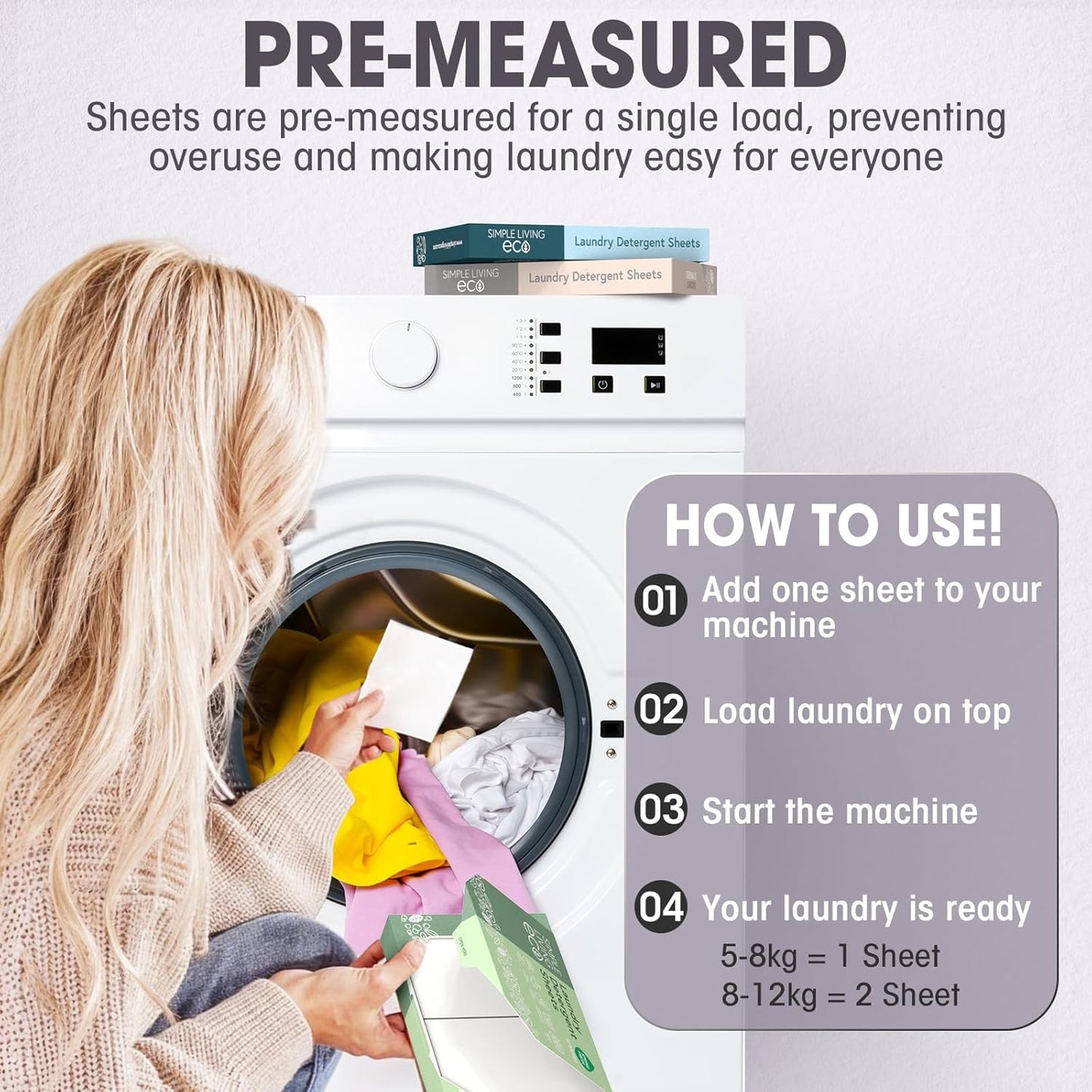 Case of 10 – Simple Living Eco Laundry Detergent Sheets – 32 Washes Per Pack – UK Made