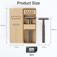 Metallic Gun Black Reusable Safety Razor With 5 Blades