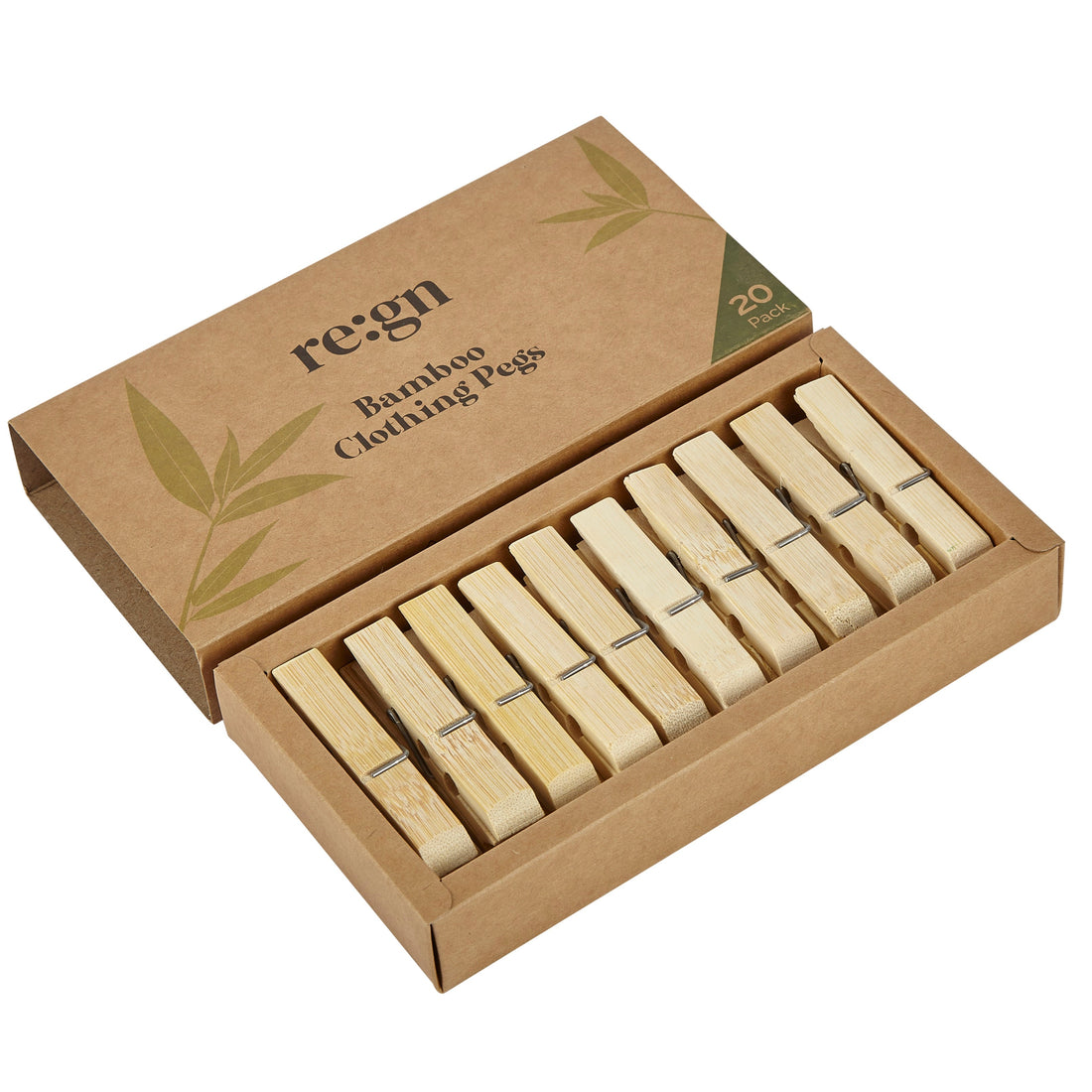 Bamboo Clothes Pegs - Biodegradable & Vegan - 20 Pack