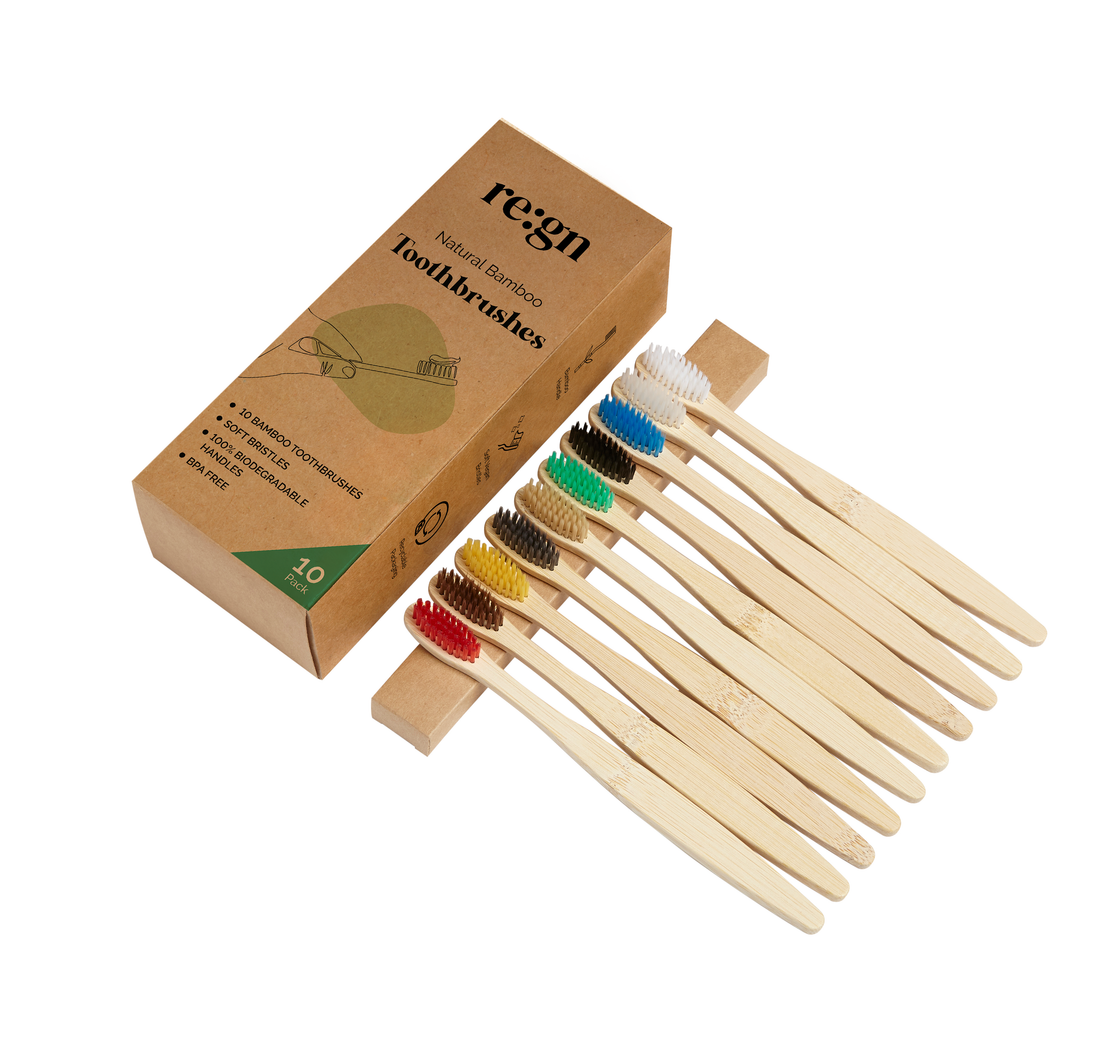 Bamboo Toothbrushes 10 Pack - Adult