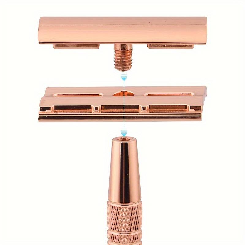 Rose Gold Reusable Safety Razor With 5 Blades