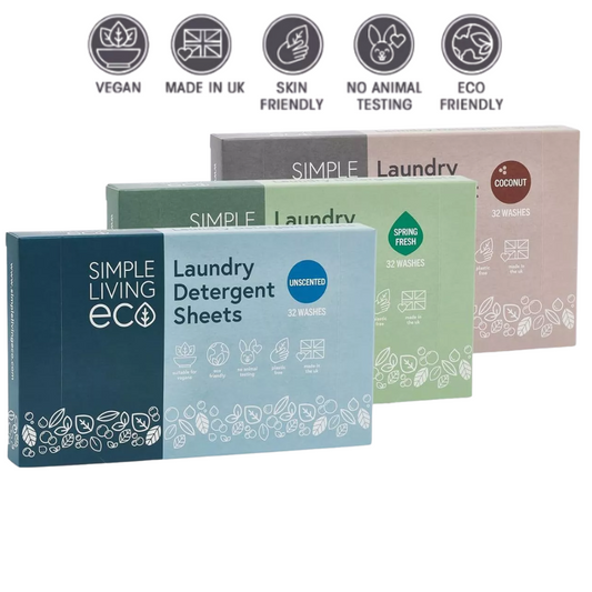 Case of 10 – Simple Living Eco Laundry Detergent Sheets – 32 Washes Per Pack – UK Made
