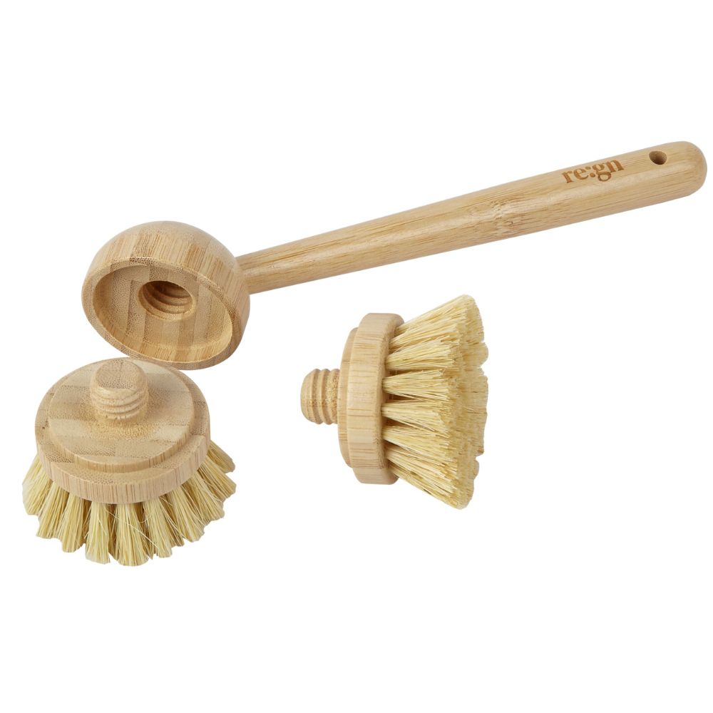 Modular Bamboo Dish Brush with Replaceable Heads – Sisal & Coconut Bristles