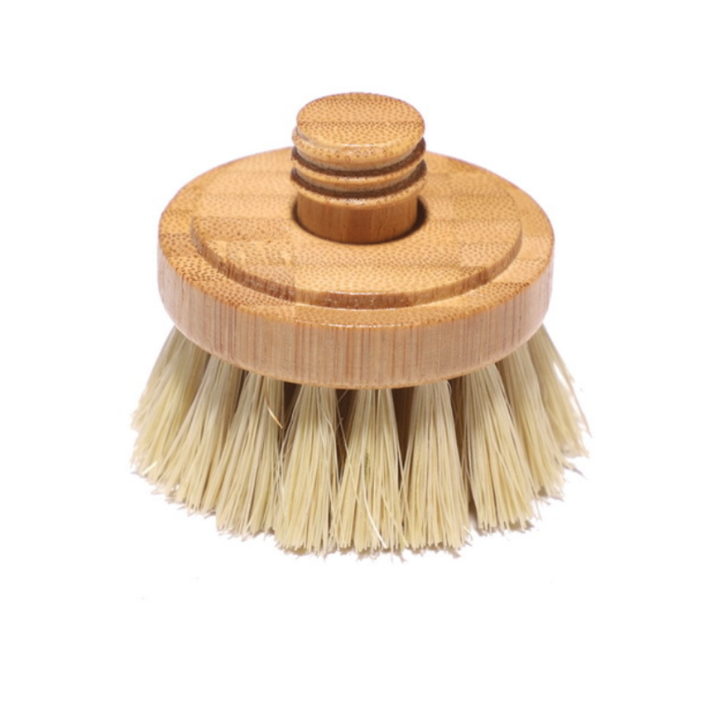 Modular Bamboo Dish Brush with Replaceable Heads – Sisal & Coconut Bristles