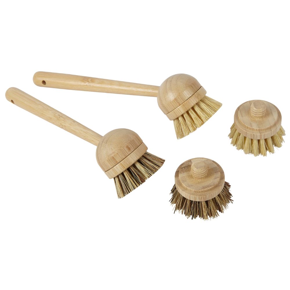 Modular Bamboo Dish Brush Replaceable Heads – Sisal & Coconut Bristles