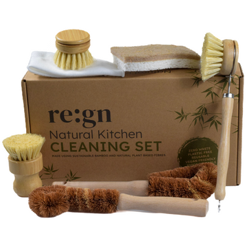 7-Piece Plastic-Free Dish Scrubbing Brush Set | Eco-Friendly Vegan Cleaning Kit