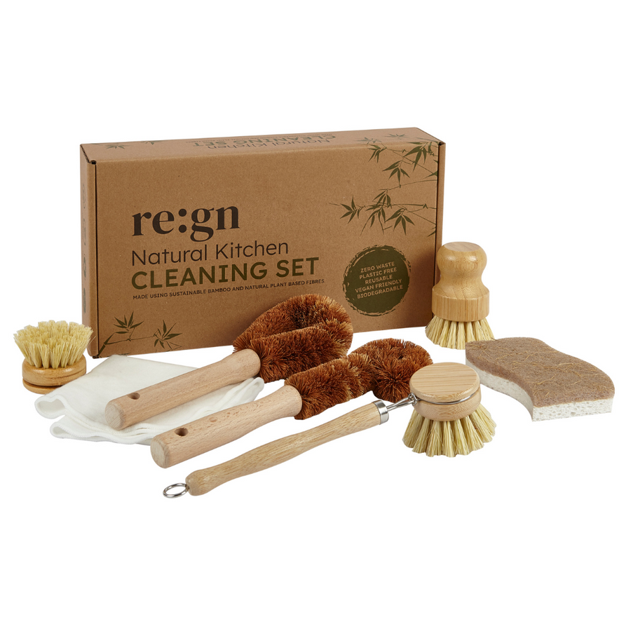 7-Piece Plastic-Free Dish Scrubbing Brush Set | Eco-Friendly Vegan Cleaning Kit