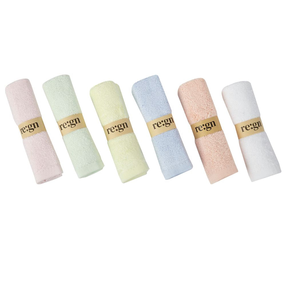 Re:gn Organic Bamboo Face Cloths – Ultra-Soft Eco Washcloths, Pastel 6 Pack