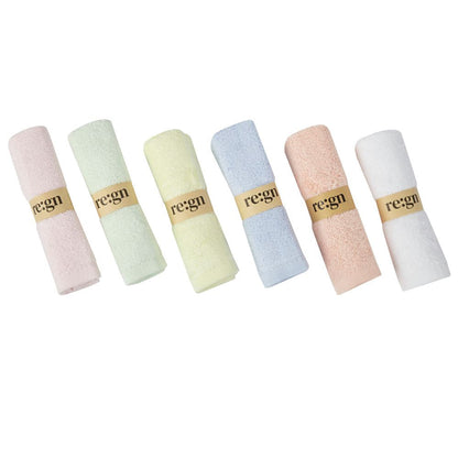 Re:gn Organic Bamboo Face Cloths – Ultra-Soft Eco Washcloths, Pastel 6 Pack