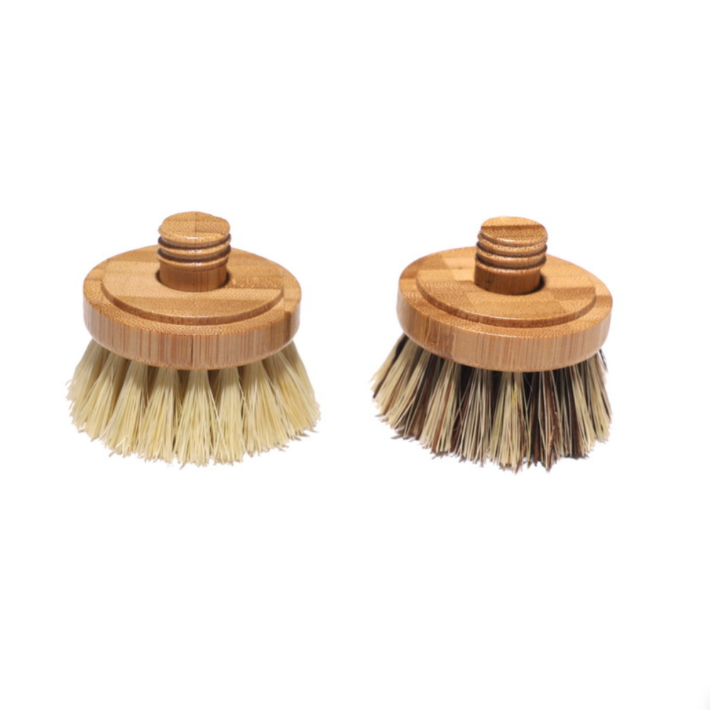 Modular Bamboo Dish Brush with Replaceable Heads – Sisal & Coconut Bristles