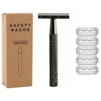 Black Reusable Safety Razor With 5 Blades