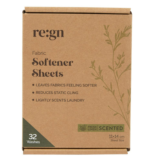 Re:gn Eco Fabric Softener Sheets – Fresh Linen Scent | Plastic-Free, Vegan, 32 Washes