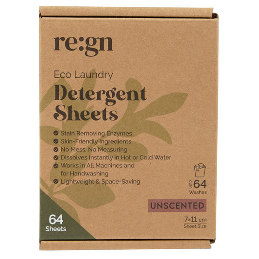 Re:gn Bio Laundry Detergent Sheets – Enzyme-Powered Stain Removing Formula | 64 Sheets