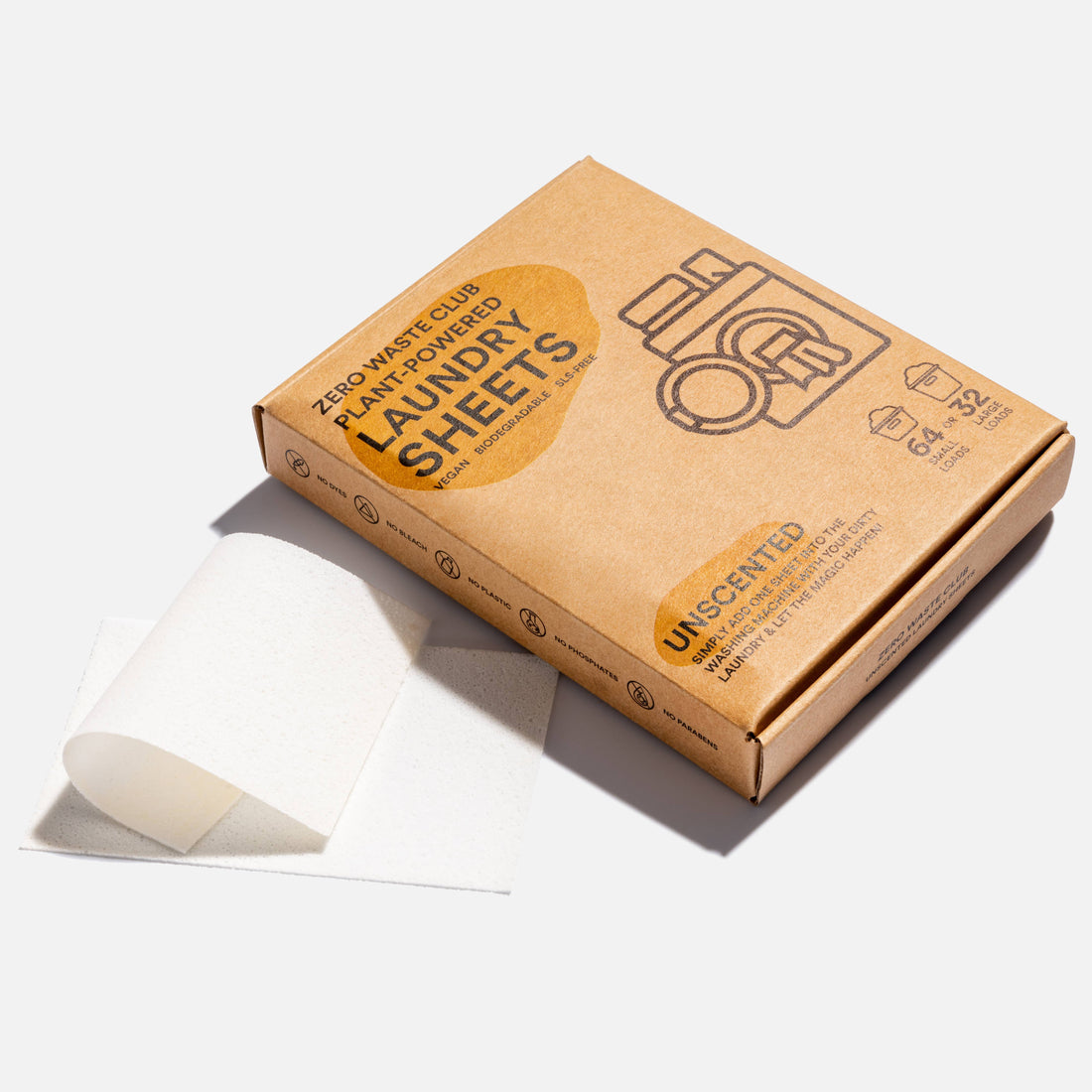 Zero Waste Club Laundry Detergent Sheets - Pack of 64 (Plastic Free)
