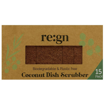 Biodegradable Coconut Kitchen Scourers - Eco Friendly Dish Scrubber Pack of 15 - REGN