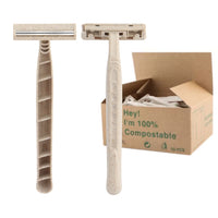 Biodegradable Wheat Straw Disposable Razors - 50 Pack