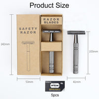 Silver Reusable Safety Razor With 5 Blades