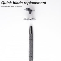 Silver Reusable Safety Razor With 5 Blades